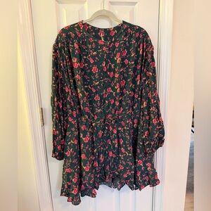 Free People Floral Green and Pink Dress